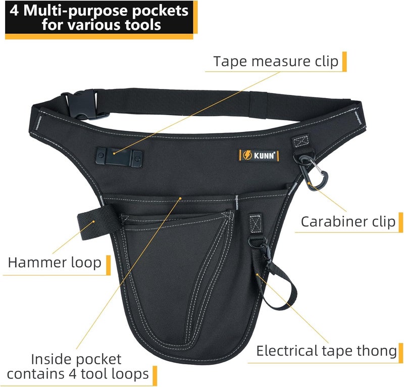 KUNN 4-Pocket Tool Pouch Belt for Tool Organizer,Heavy Duty Construction Adjustable Belt to 52 Inches - Image 2